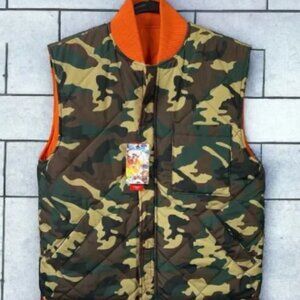 Robert Graham Mens Small Reversible Vest Orango/Camo Winter Full Zip NEW $378